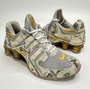 Rare Nike USA Money $100 Dollar Bills Gold Metallic Running Shox Sneakers Runner